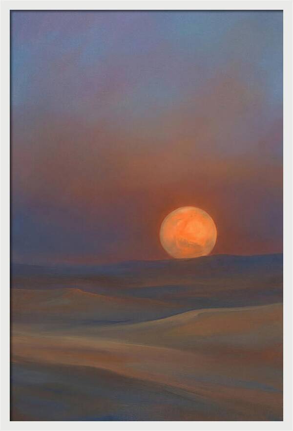Glowing Orange Mars Above Dunes