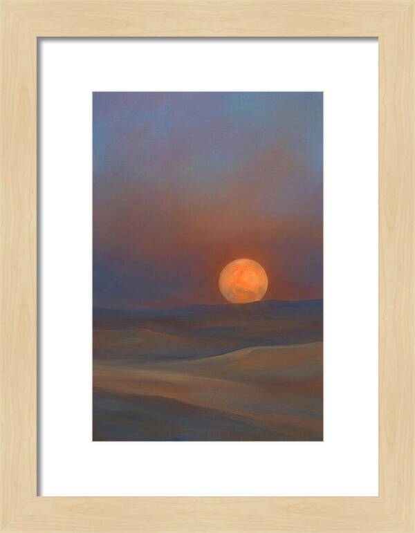 Glowing Orange Mars Above Dunes
