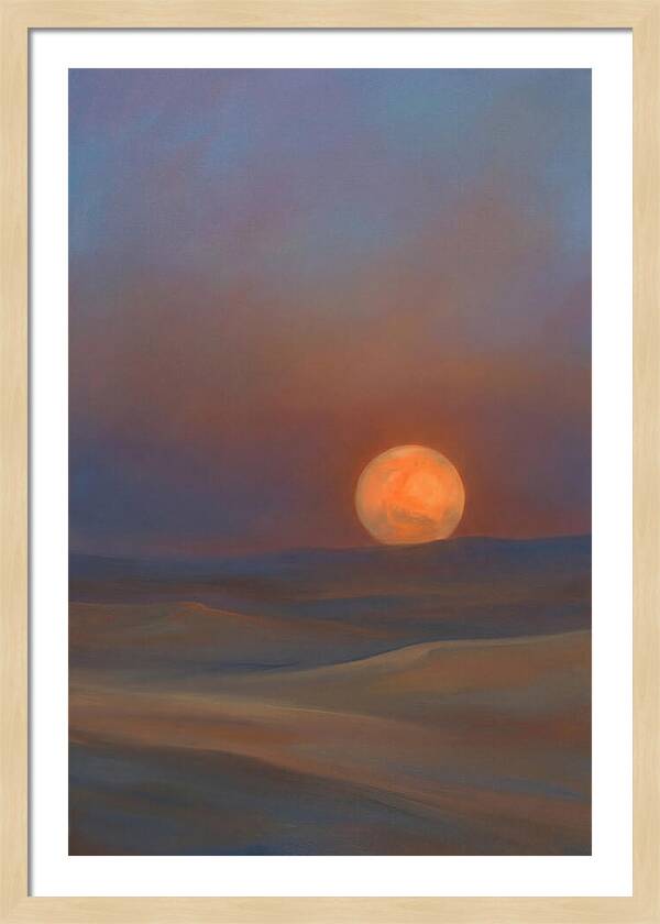 Glowing Orange Mars Above Dunes