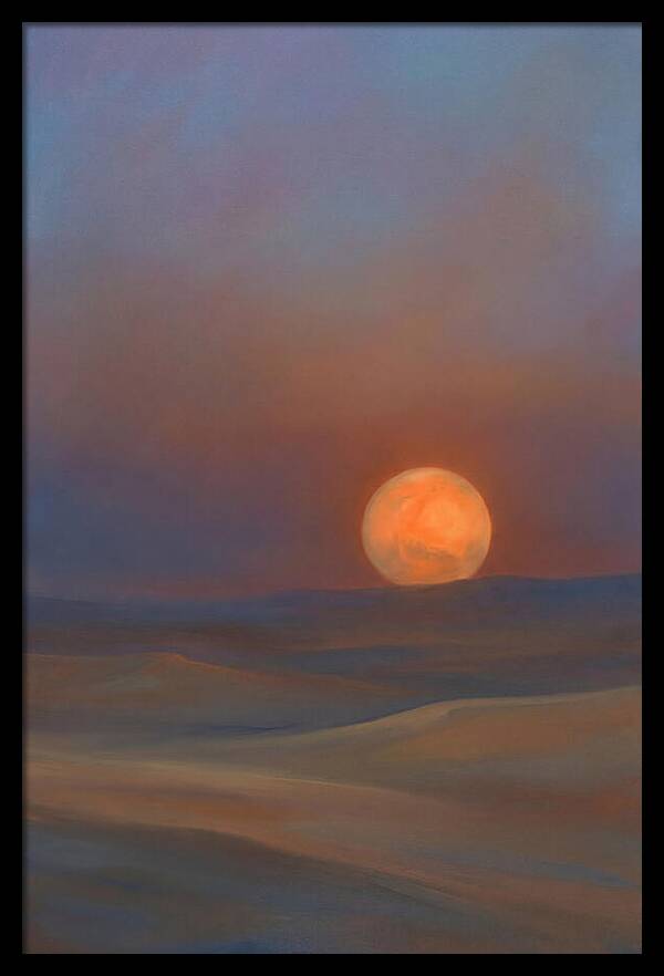 Glowing Orange Mars Above Dunes