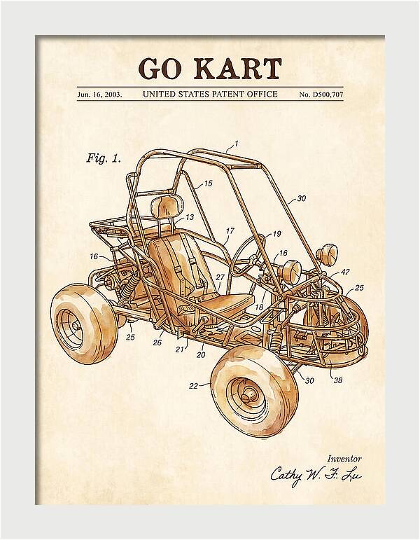 Go Kart Watercolor Patent Usd500707s1