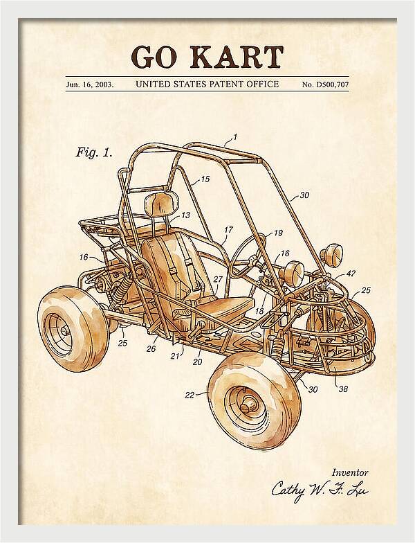 Go Kart Watercolor Patent Usd500707s1