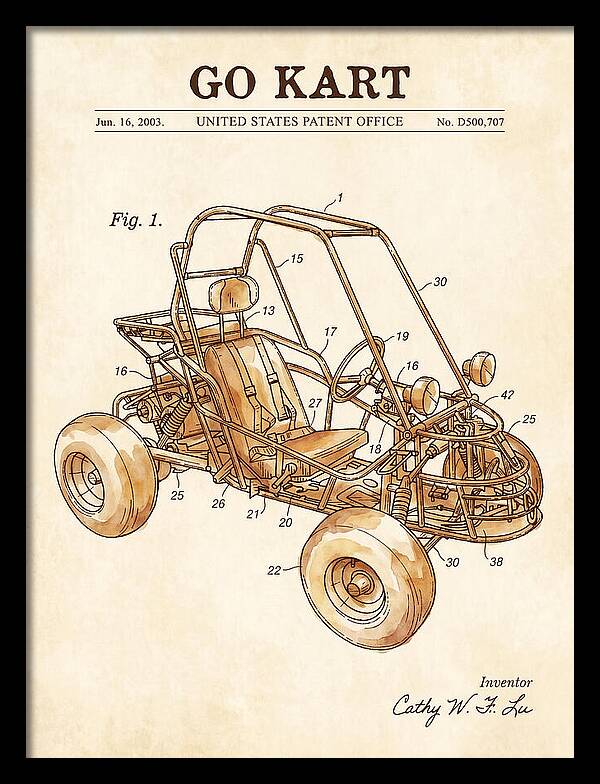 Go Kart Watercolor Patent Usd500707s1