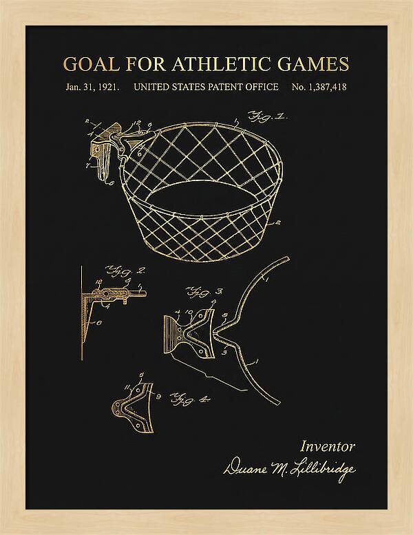Goal For Athletic Games Basketball Hoop Gold Patent Us1387418