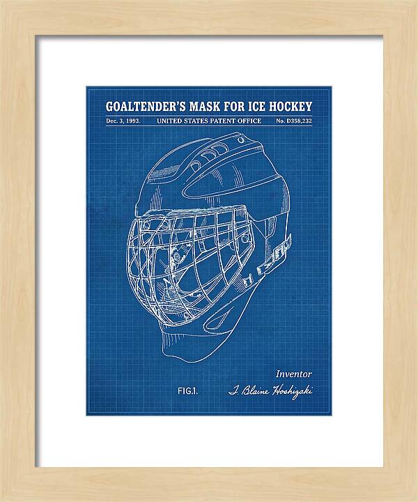 Goaltender's Mask For Ice Hockey Blueprint Patent Usd358232s