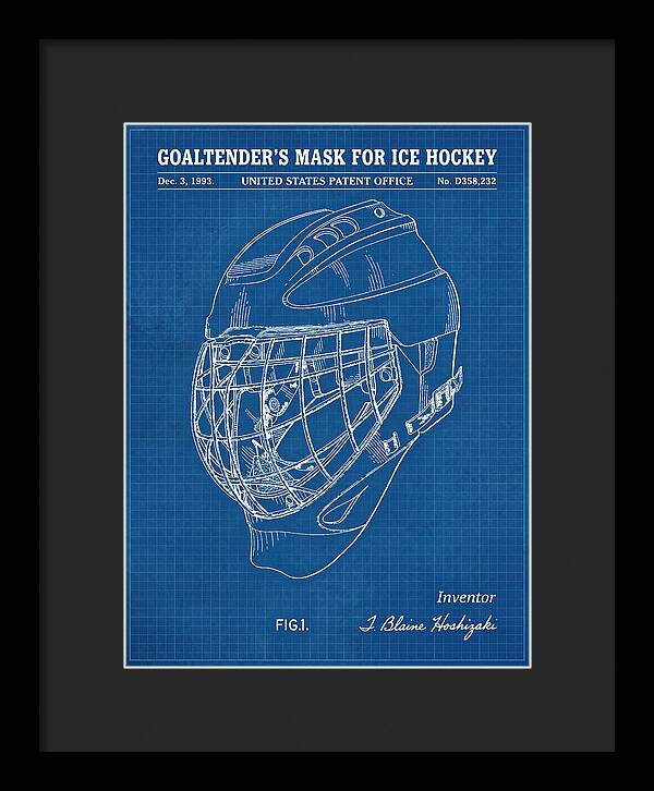 Goaltender's Mask For Ice Hockey Blueprint Patent Usd358232s
