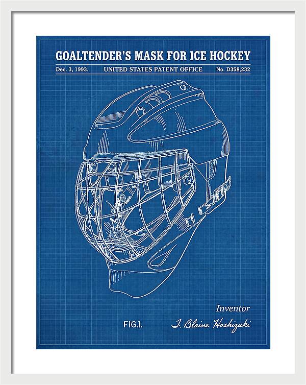 Goaltender's Mask For Ice Hockey Blueprint Patent Usd358232s