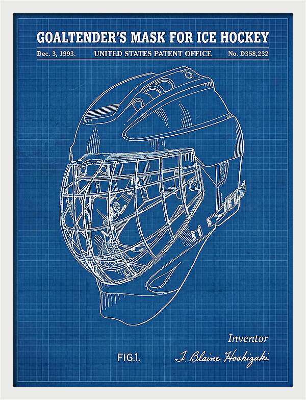 Goaltender's Mask For Ice Hockey Blueprint Patent Usd358232s