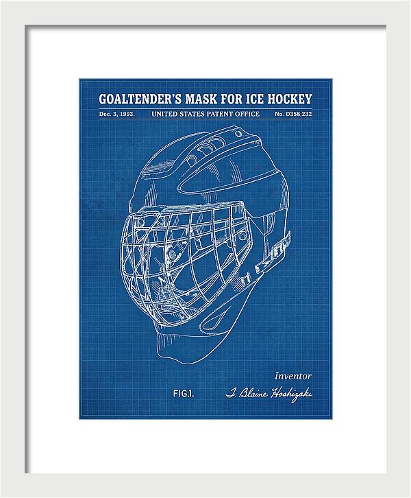 Goaltender's Mask For Ice Hockey Blueprint Patent Usd358232s