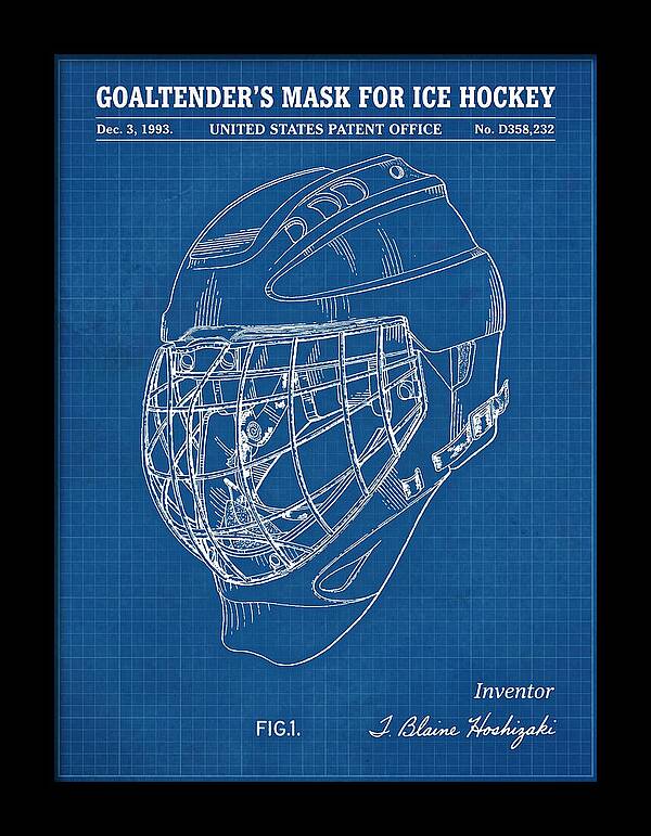 Goaltender's Mask For Ice Hockey Blueprint Patent Usd358232s