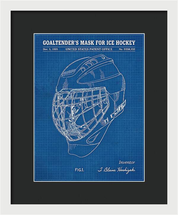 Goaltender's Mask For Ice Hockey Blueprint Patent Usd358232s