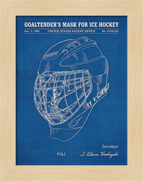 Goaltender's Mask For Ice Hockey Blueprint Patent Usd358232s