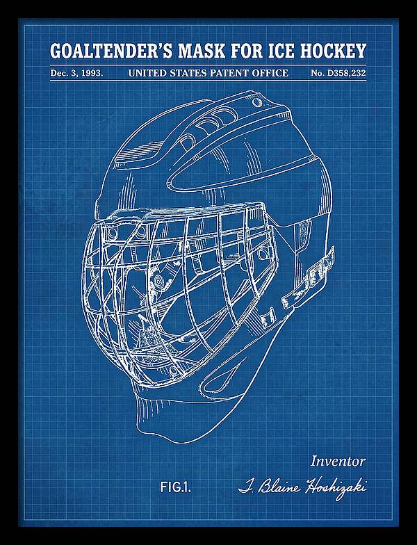 Goaltender's Mask For Ice Hockey Blueprint Patent Usd358232s