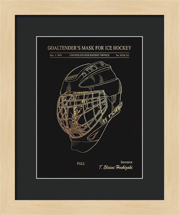 Goaltender's Mask For Ice Hockey Gold Patent Usd358232s