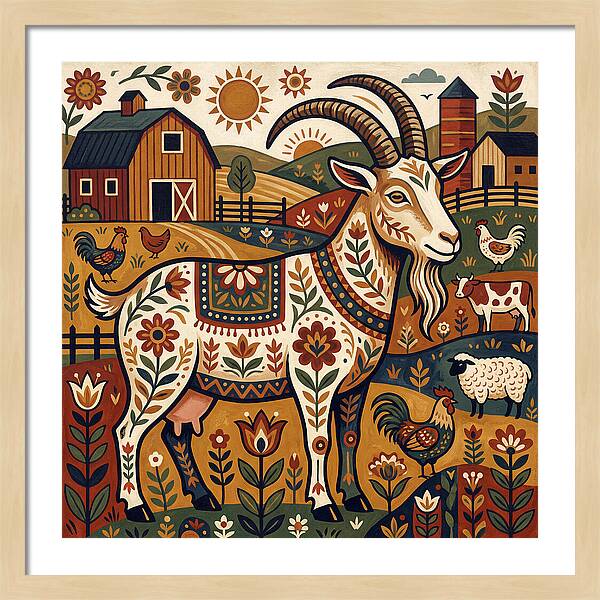 Goat In A Vibrant Farm Scene