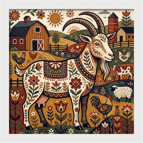 Goat In A Vibrant Farm Scene
