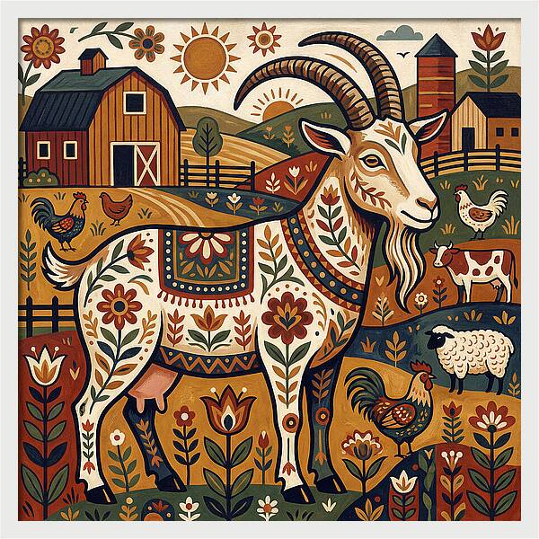Goat In A Vibrant Farm Scene