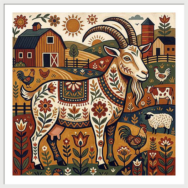 Goat In A Vibrant Farm Scene