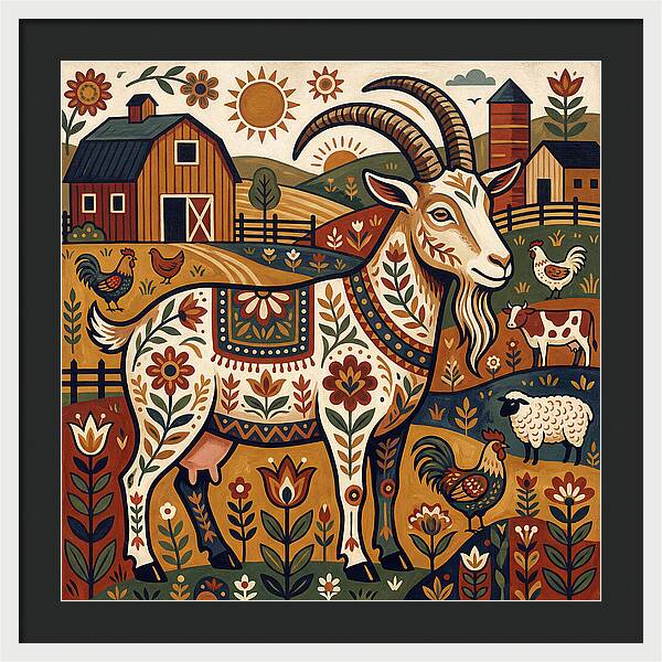 Goat In A Vibrant Farm Scene