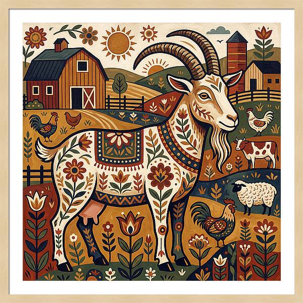 Goat In A Vibrant Farm Scene