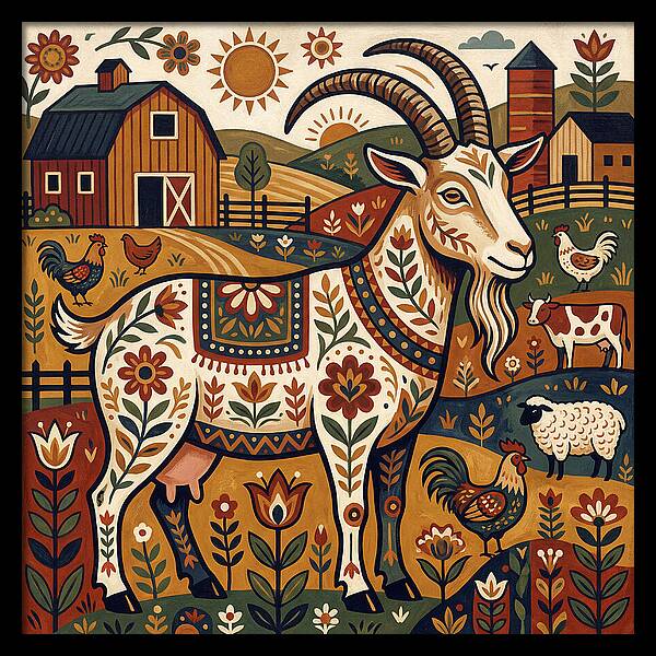 Goat In A Vibrant Farm Scene