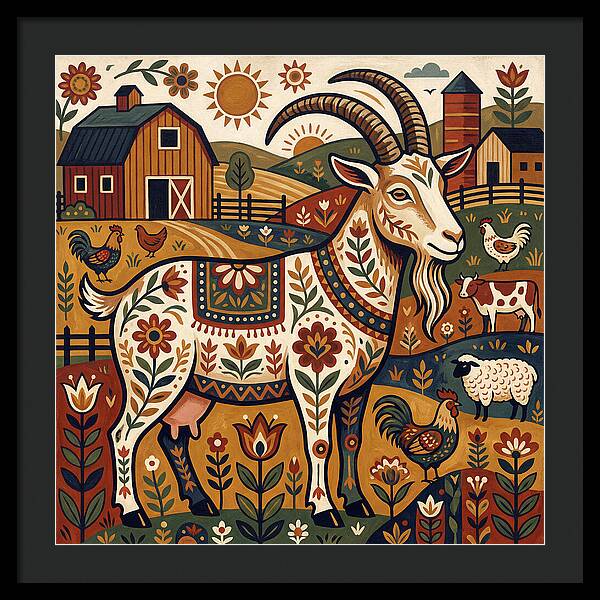 Goat In A Vibrant Farm Scene