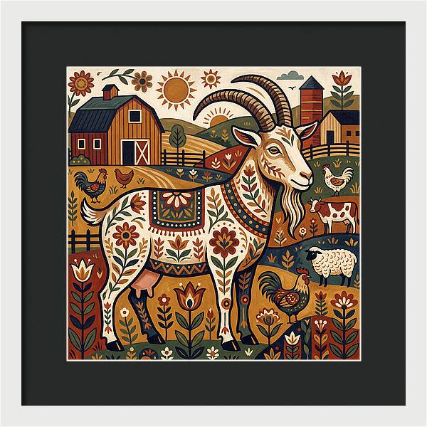 Goat In A Vibrant Farm Scene