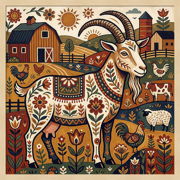 Goat In A Vibrant Farm Scene
