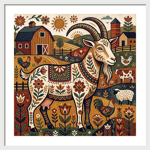 Goat In A Vibrant Farm Scene