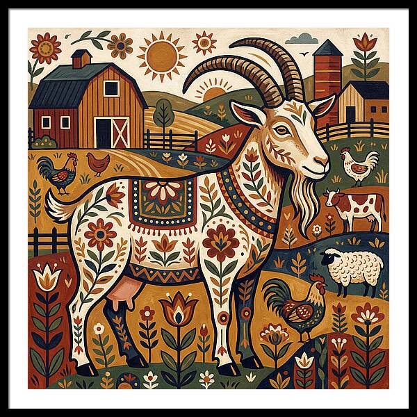 Goat In A Vibrant Farm Scene