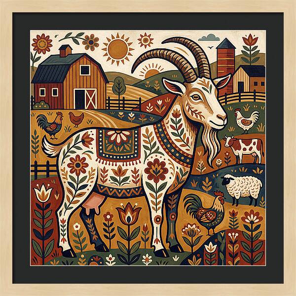Goat In A Vibrant Farm Scene