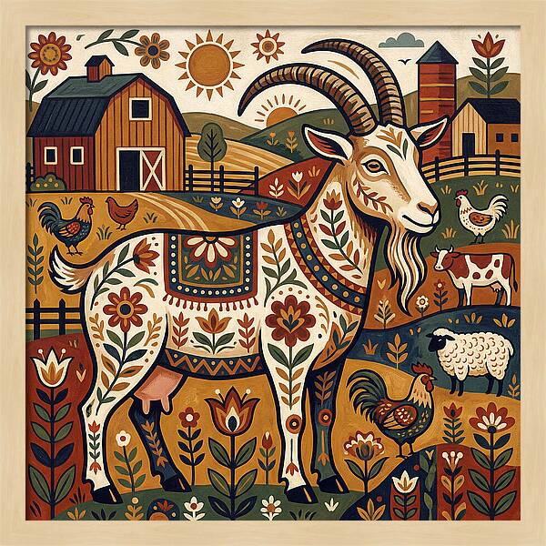 Goat In A Vibrant Farm Scene