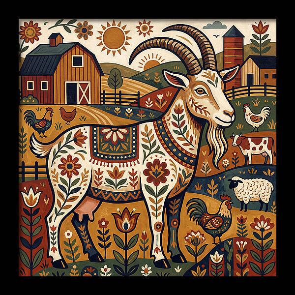 Goat In A Vibrant Farm Scene