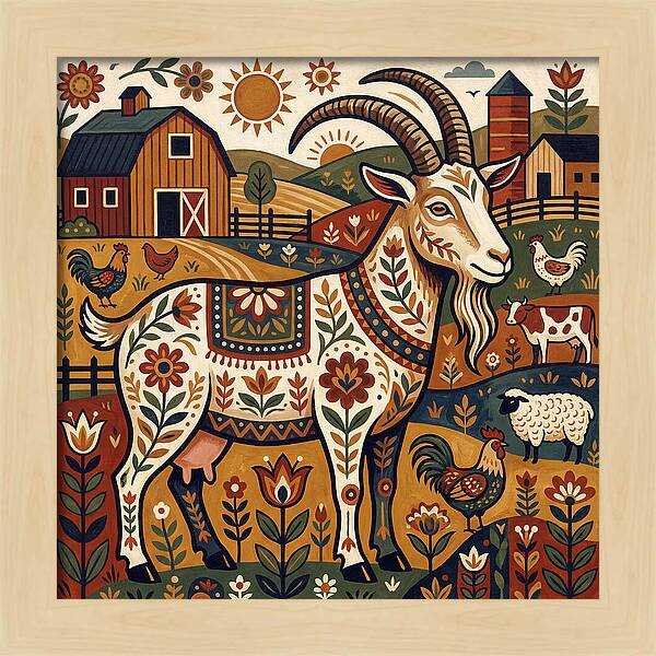 Goat In A Vibrant Farm Scene