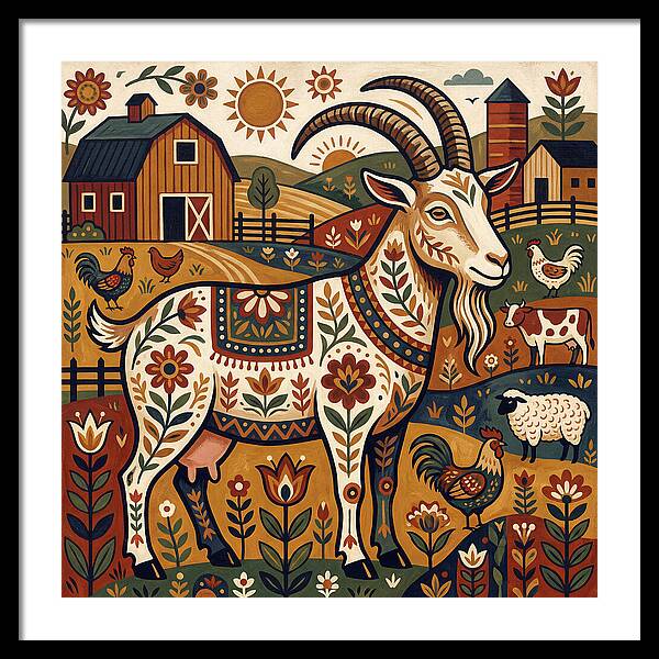 Goat In A Vibrant Farm Scene