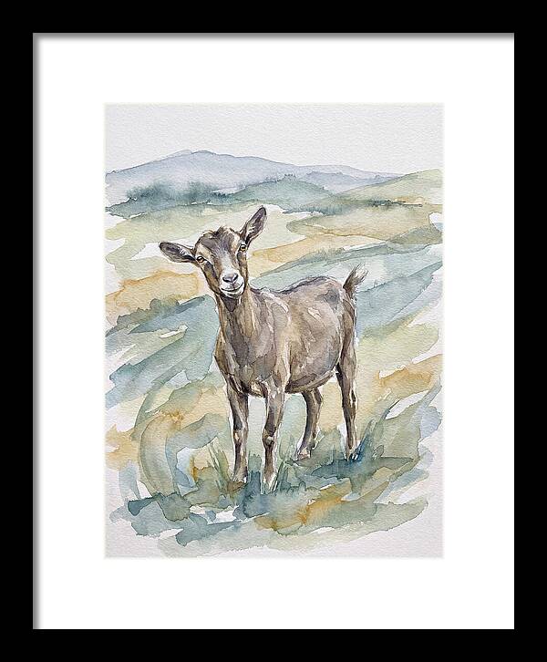 Goat In Watercolor Landscape