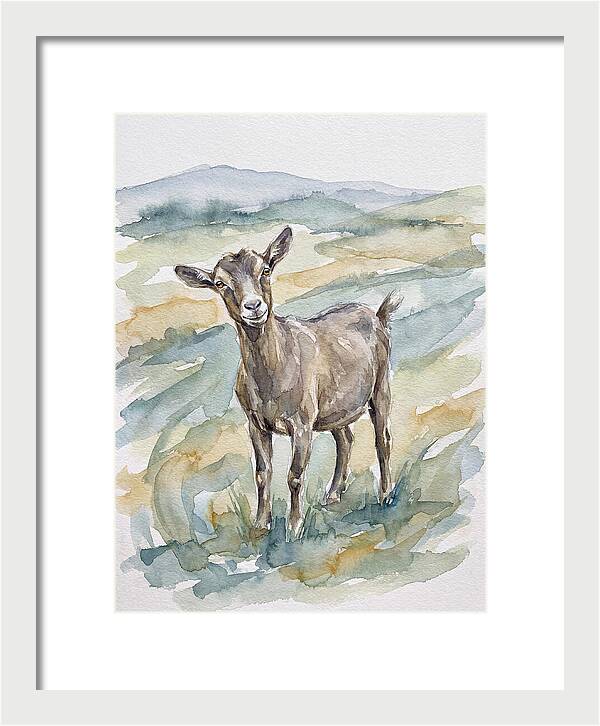 Goat In Watercolor Landscape