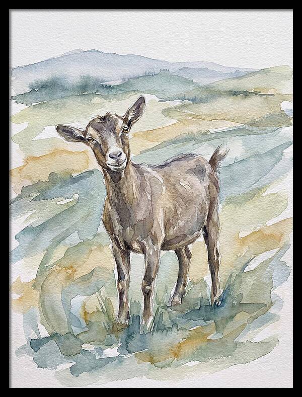 Goat In Watercolor Landscape