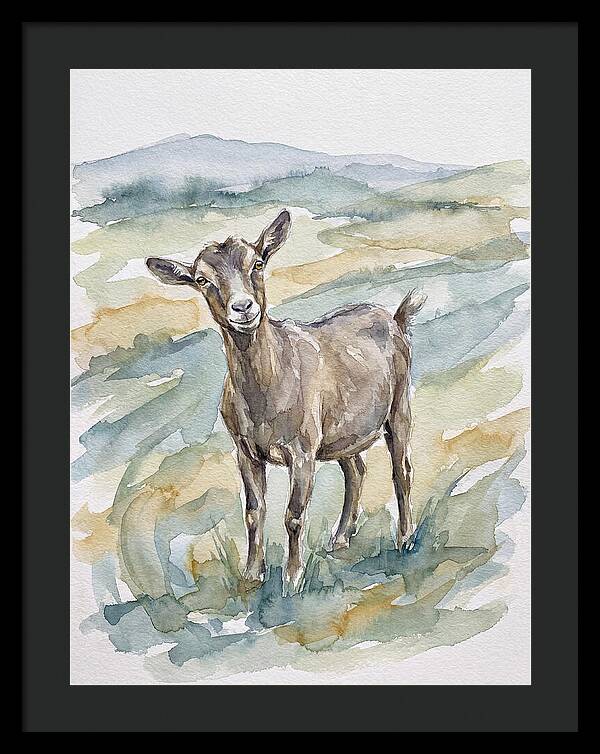 Goat In Watercolor Landscape