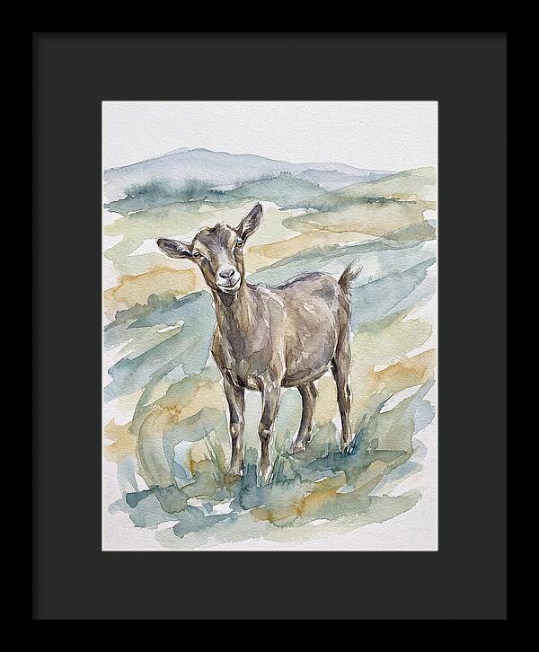 Goat In Watercolor Landscape