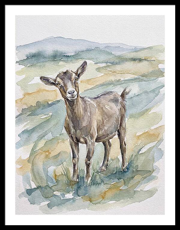 Goat In Watercolor Landscape