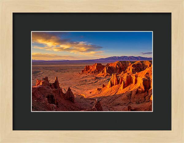 Gobi Desert Flaming Cliffs At Golden Hour