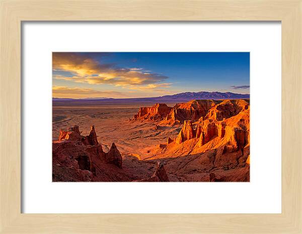 Gobi Desert Flaming Cliffs At Golden Hour