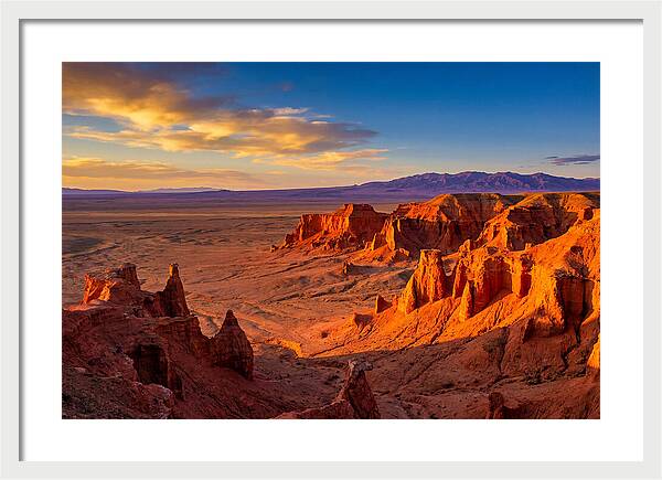 Gobi Desert Flaming Cliffs At Golden Hour