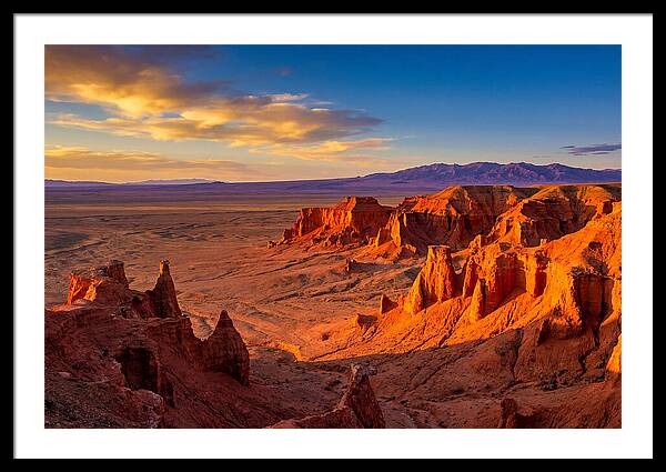 Gobi Desert Flaming Cliffs At Golden Hour