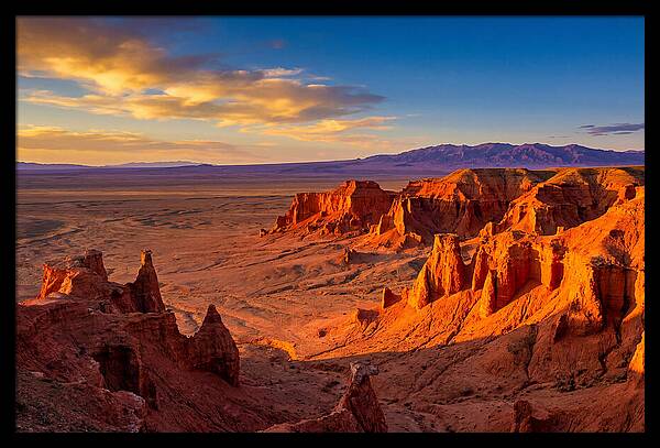 Gobi Desert Flaming Cliffs At Golden Hour