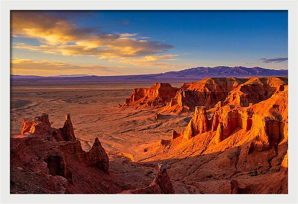 Gobi Desert Flaming Cliffs At Golden Hour