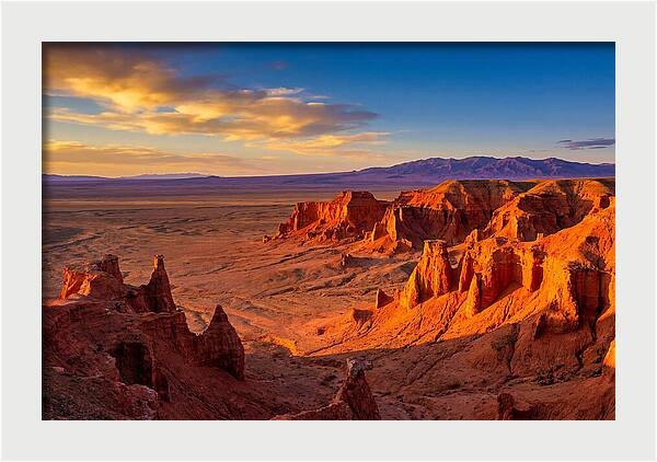Gobi Desert Flaming Cliffs At Golden Hour