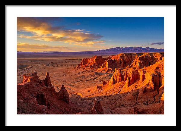 Gobi Desert Flaming Cliffs At Golden Hour