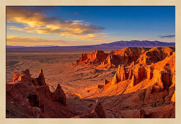 Gobi Desert Flaming Cliffs At Golden Hour